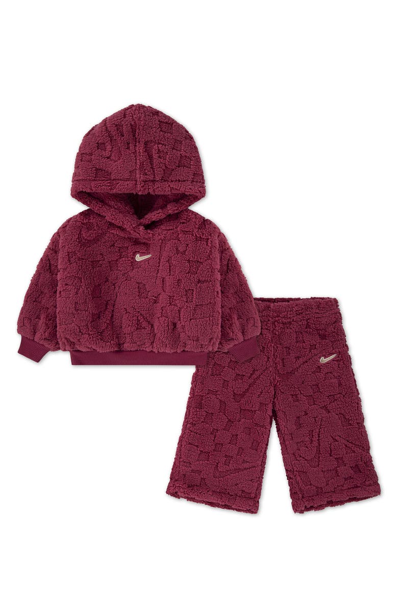 Nike Cozy Fleece Hoodie & Pants Set, Main, color, Sweet Beet