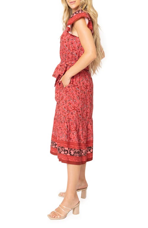 Gibsonlook Harvest Moon Floral Paisley Side Bow Midi Dress