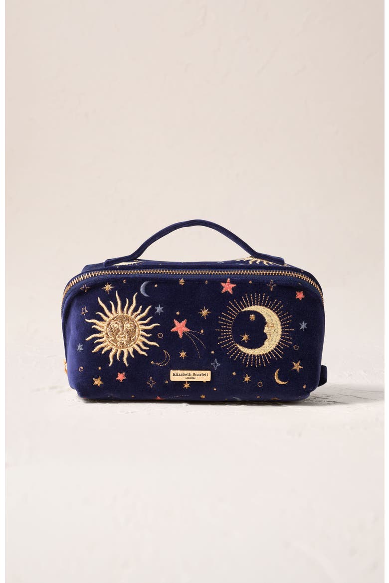 Celestial Velvet Open Flat Makeup Bag, Main, color, Navy