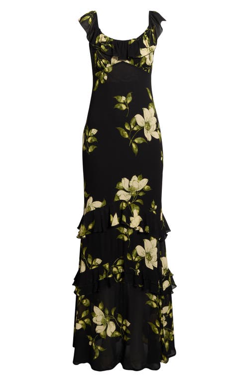 Reformation Tripoli Ruffle Tiered Maxi Dress In Black