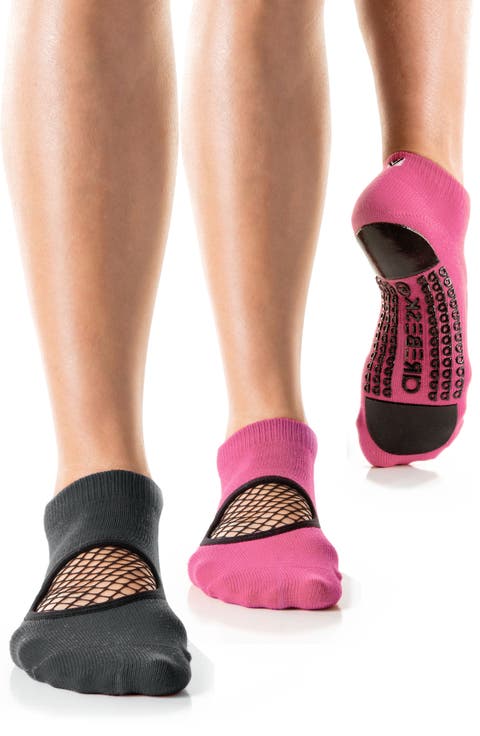 Phish Net Assorted 2-Pack Closed Toe Grip Ankle Socks