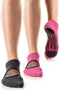 Arebesk Phish Net Assorted 2-Pack Closed Toe Grip Ankle Socks
