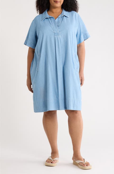 Classic Chambray Shift Dress (Plus)