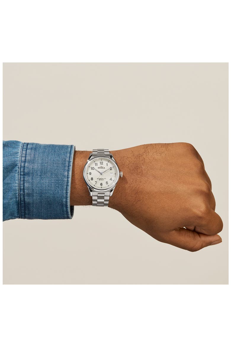The Vinton Bracelet Watch, 38mm, Alternate, color, SILVER/ ALABASTER/ SILVER