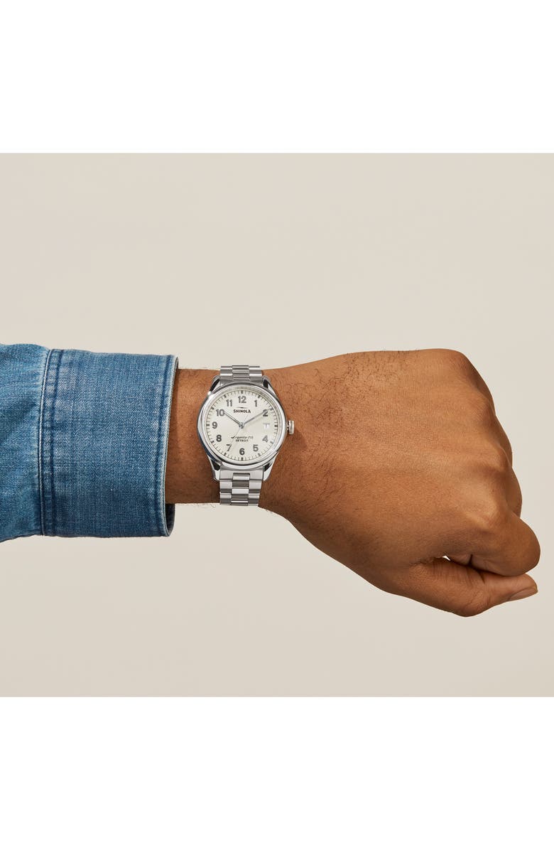 Shinola The Vinton Bracelet Watch, 38mm, Alternate, color, Silver/ Alabaster/ Silver