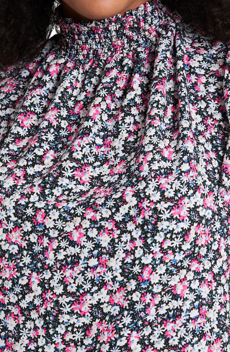 1.STATE Calico Fans Smocked Neck Flutter Sleeve Top, Alternate, color, 