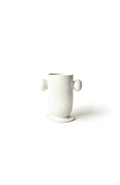 Signature White Large Cylinder Vase with Knob Handles