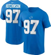 Nike Men's Nike Aidan Hutchinson Blue Detroit Lions Name & Number T-Shirt