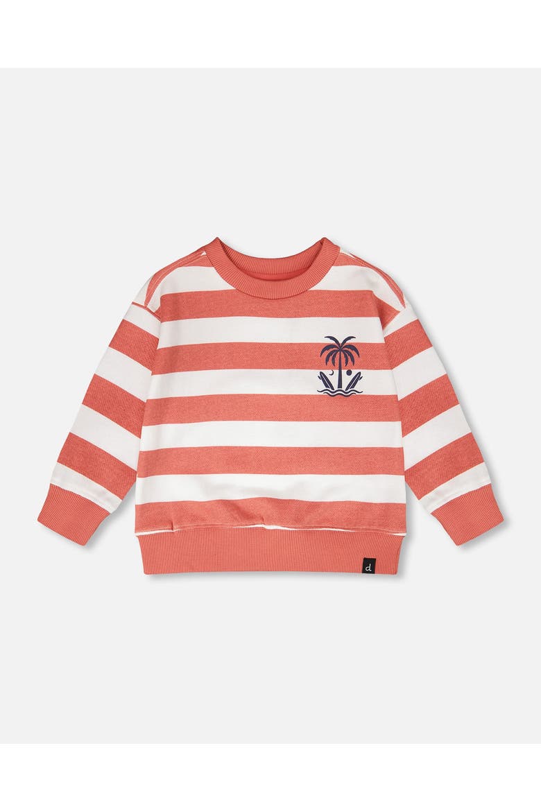 Long Sleeve Stripes French Terry Sweatshirt, Main, color, Brick and White Stripes