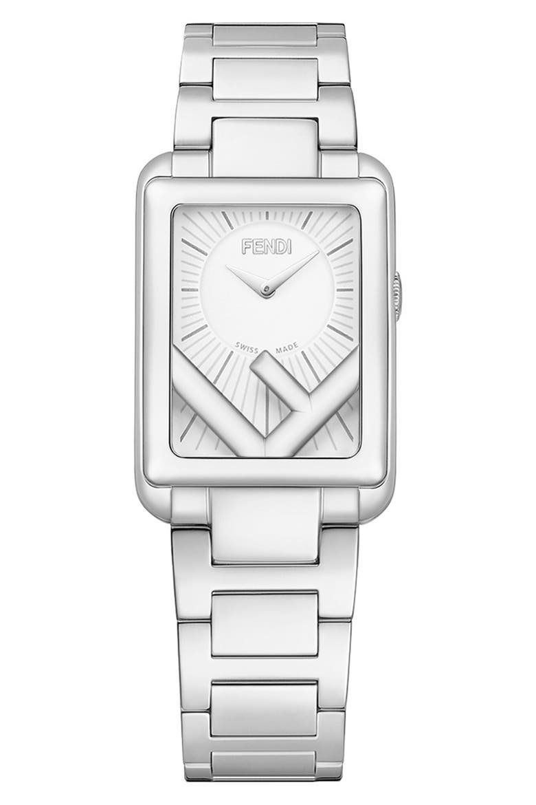 Run Away Rectangle Bracelet Watch, 22.5mm x 32mm, Main, color, SILVER