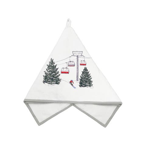 Red Ski Lift Terrycloth Kitchen and Bathroom Towel