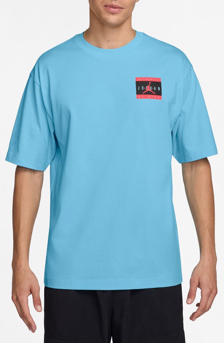 Jordan MJ Brand Authentic Graphic T-Shirt, Main, color, Blue Chill/ Hot Lava