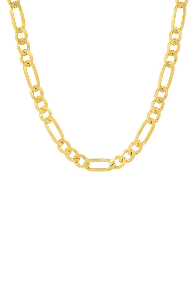 Queen Jewels Men's Cut Figaro Chain Necklace, Main, color, Gold