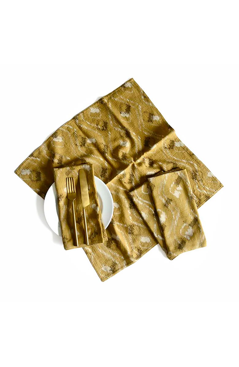 Ichcha Yellow Cotton Dining Napkins, Sustainable Table Linen (Set of 4) - Bali, Alternate, color, Yellow