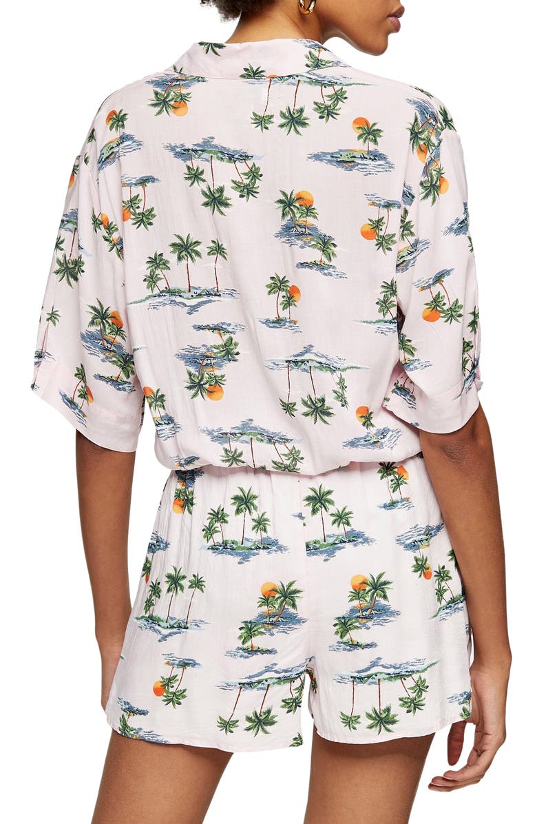 Topshop Hawaiian Print Front Knot Top, Alternate, color,