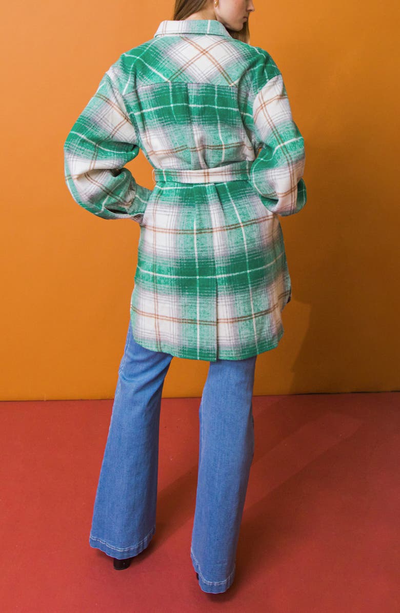FLYING TOMATO Plaid Shirt Jacket, Alternate, color, Green