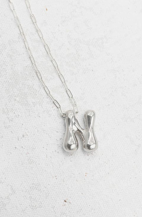Small Paperclip Necklace with Silver Letter Charm