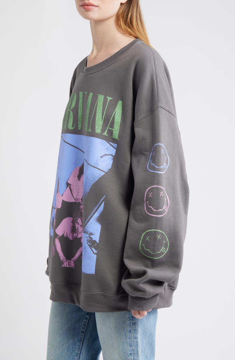 Merch Traffic Nirvana Cotton Blend Sweatshirt, Alternate, color, Charcoal