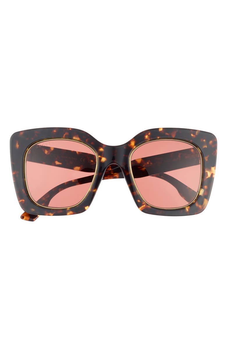 Gucci 51mm Square Sunglasses, Main, color, Havana Havana Brown
