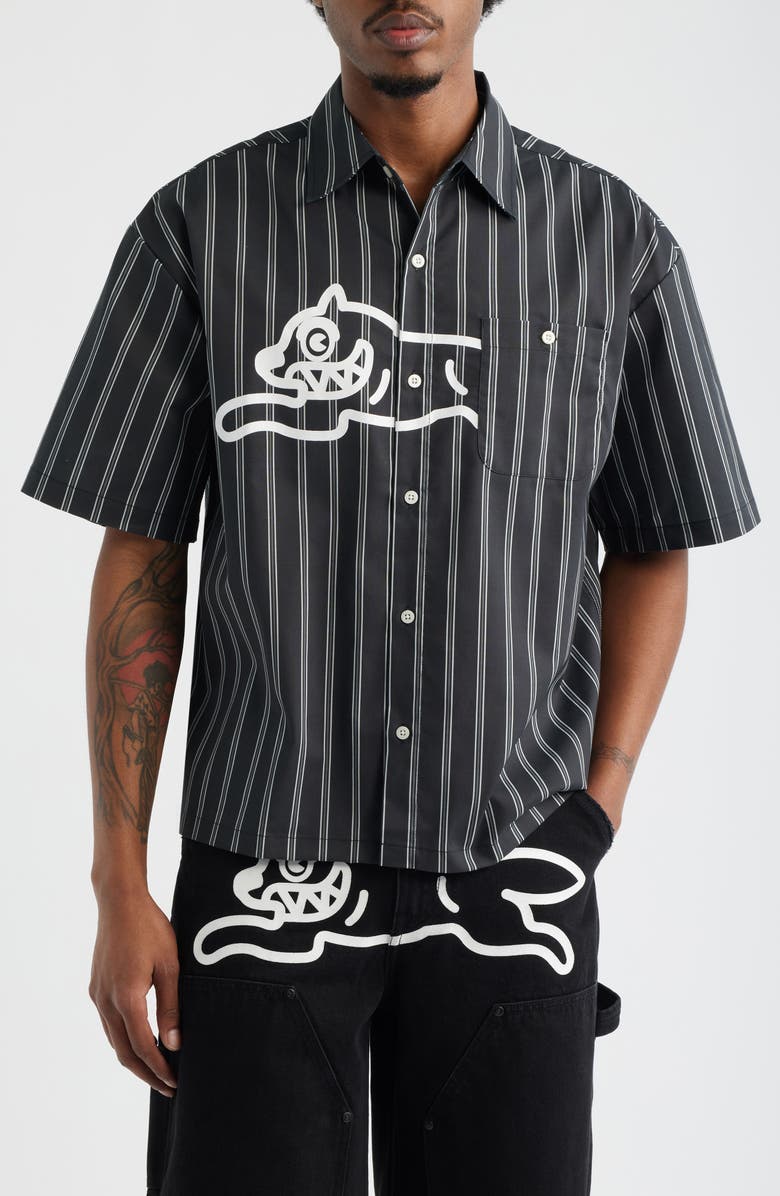 ICECREAM Boost Short Sleeve Button-Up Shirt, Main, color, Black