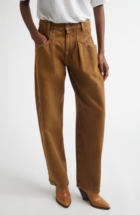 Lisha Pleated Barrel Leg Jeans