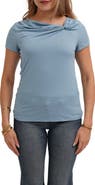CYRUS Asymmetrical Neckline Gathered Jersey Top