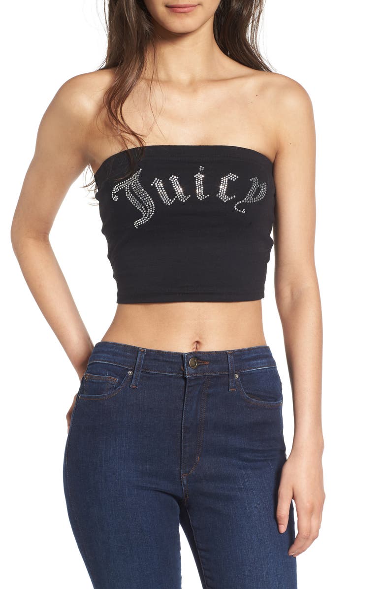 Juicy Couture Gothic Crystals Jersey Tube Top, Main, color, 