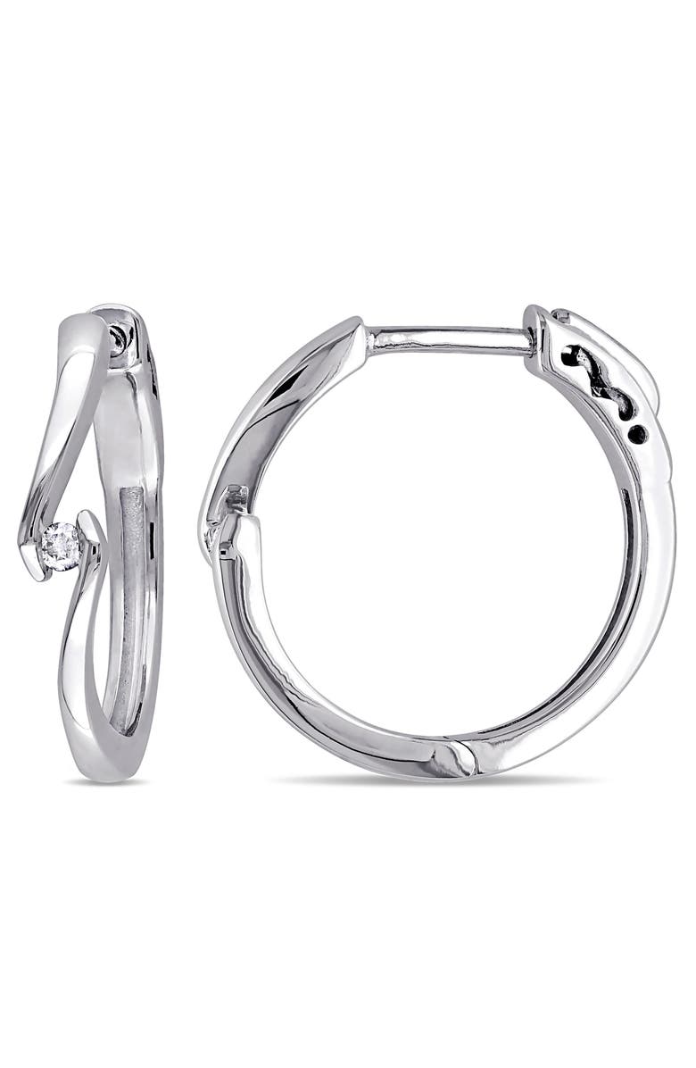 Julianna B. Spiral Channel Set Diamond Hoop Earrings 10k, Main, color, 10K White Gold