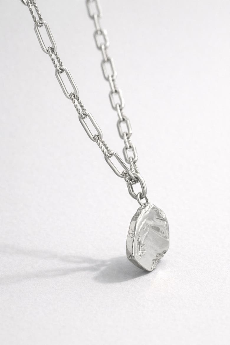 Maxi Mao Pendant Necklace in Silver, Alternate, color, Silver
