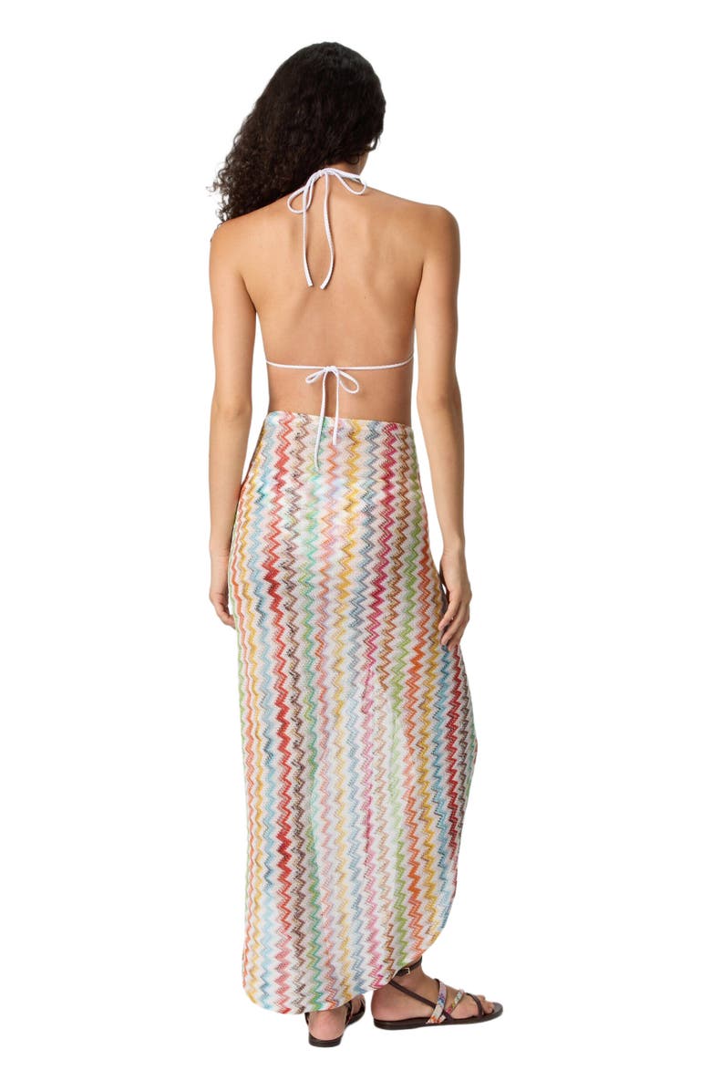 Missoni Ruched Long Skirt In Lamé Viscose With Micro Zigzag Pattern, Alternate, color, White & Multicoloured