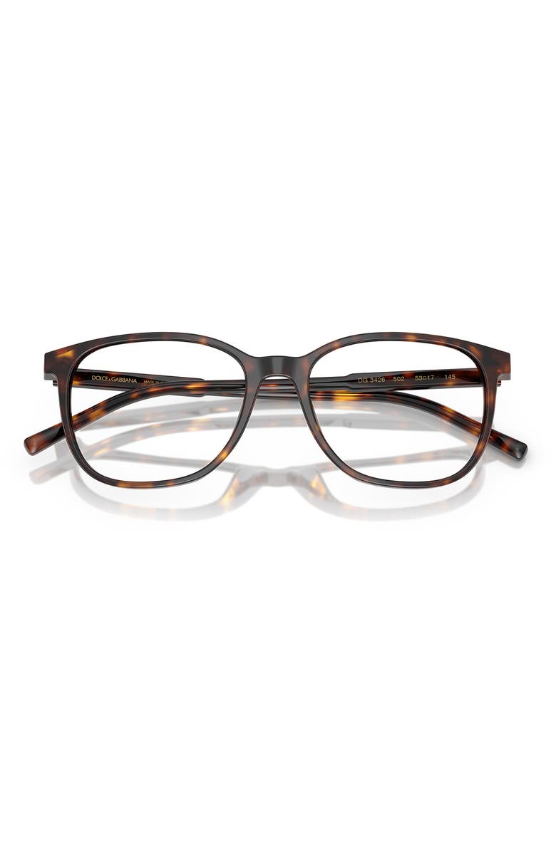 Dolce&Gabbana 51mm Pillow Optical Glasses, Alternate, color, Havana / Demo Lens