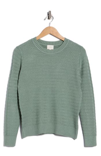 Cyrus Textured Stitch Crewneck Sweater In Green
