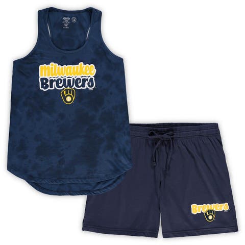 Women's Concepts Sport Navy Milwaukee Brewers Plus Size Cloud Tank Top & Shorts Sleep Set