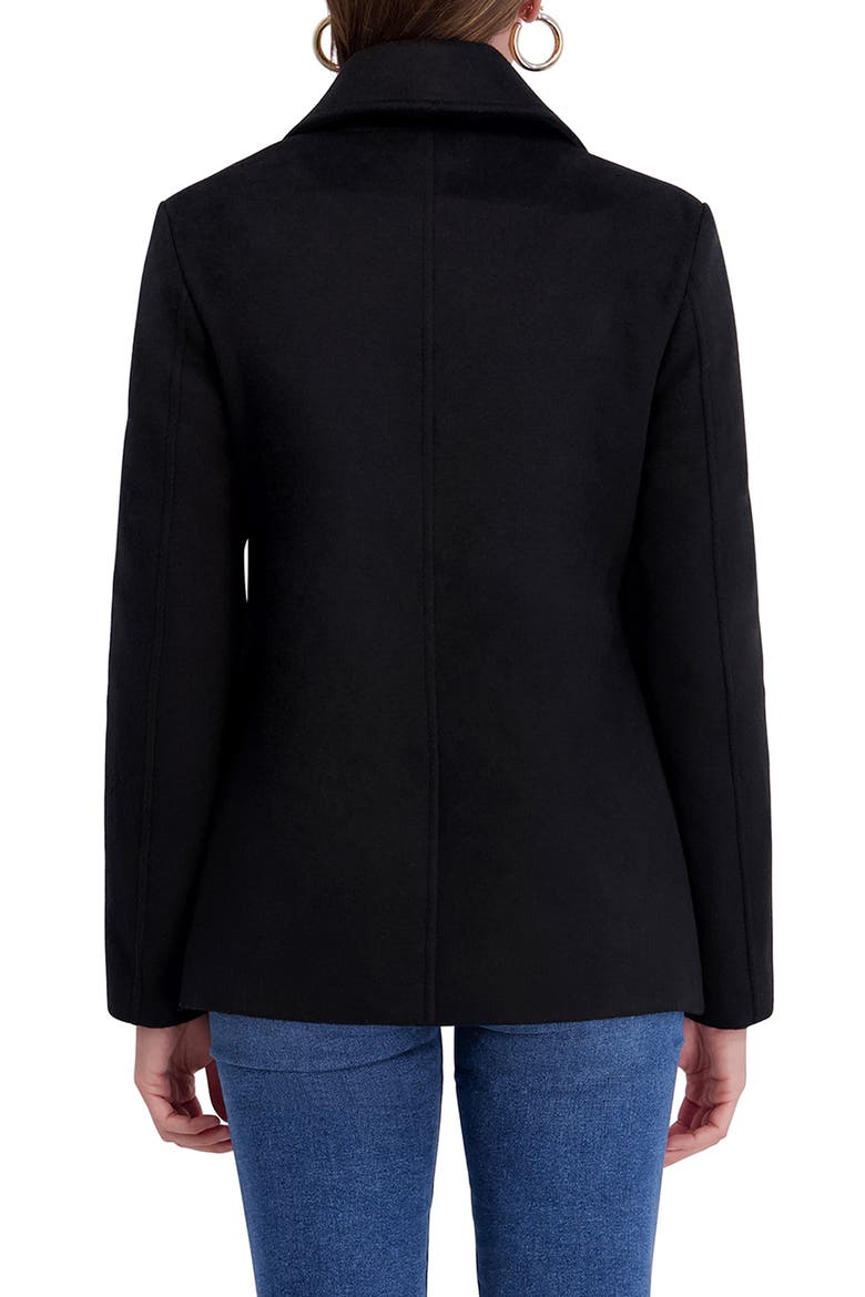 Fringe Trim Twill Peacoat, Alternate, color, BLACK