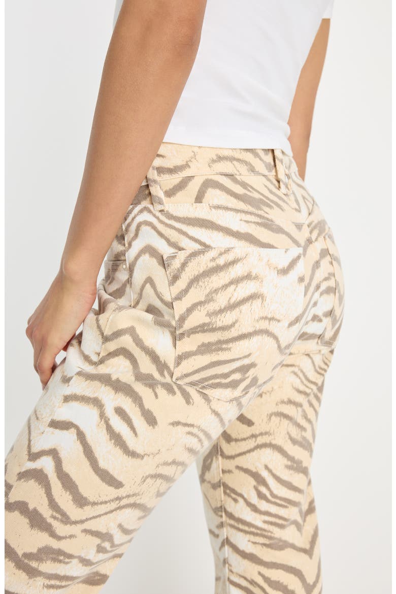 Tiger Print Ankle Straight Leg Jeans, Alternate, color, BROWN TIGER