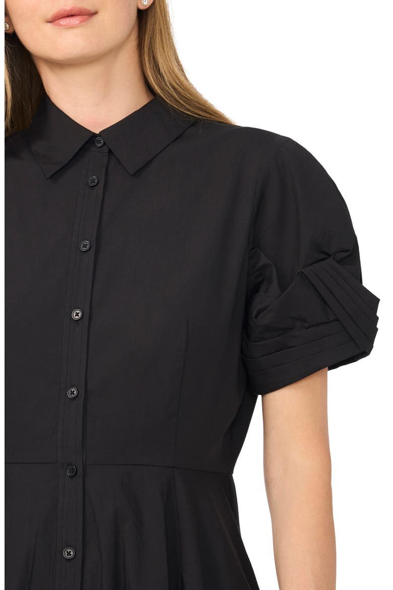 Twist Sleeve Cotton Midi Shirtdress, Alternate, color, RICH BLACK