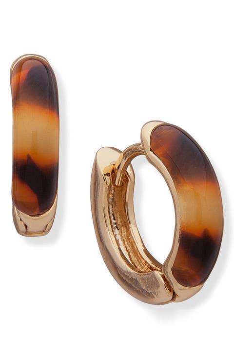Tortoise Pattern Huggie Hoop Earrings