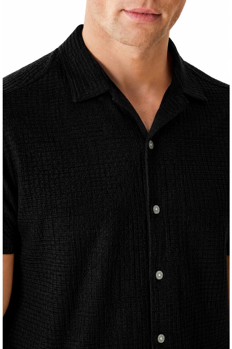 Vaerik Textured Camp Shirt, Alternate, color, BLACK
