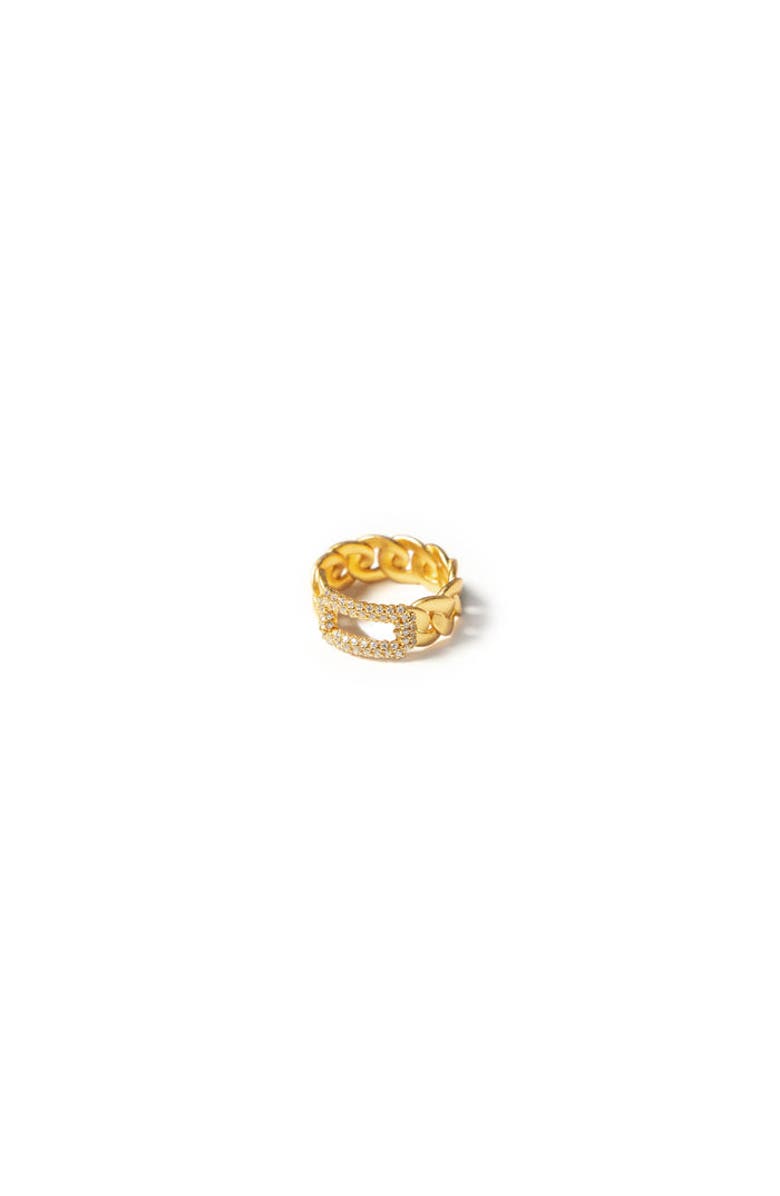 ZARUX Rectangular Cuban Ring, Alternate, color, Yellow Gold