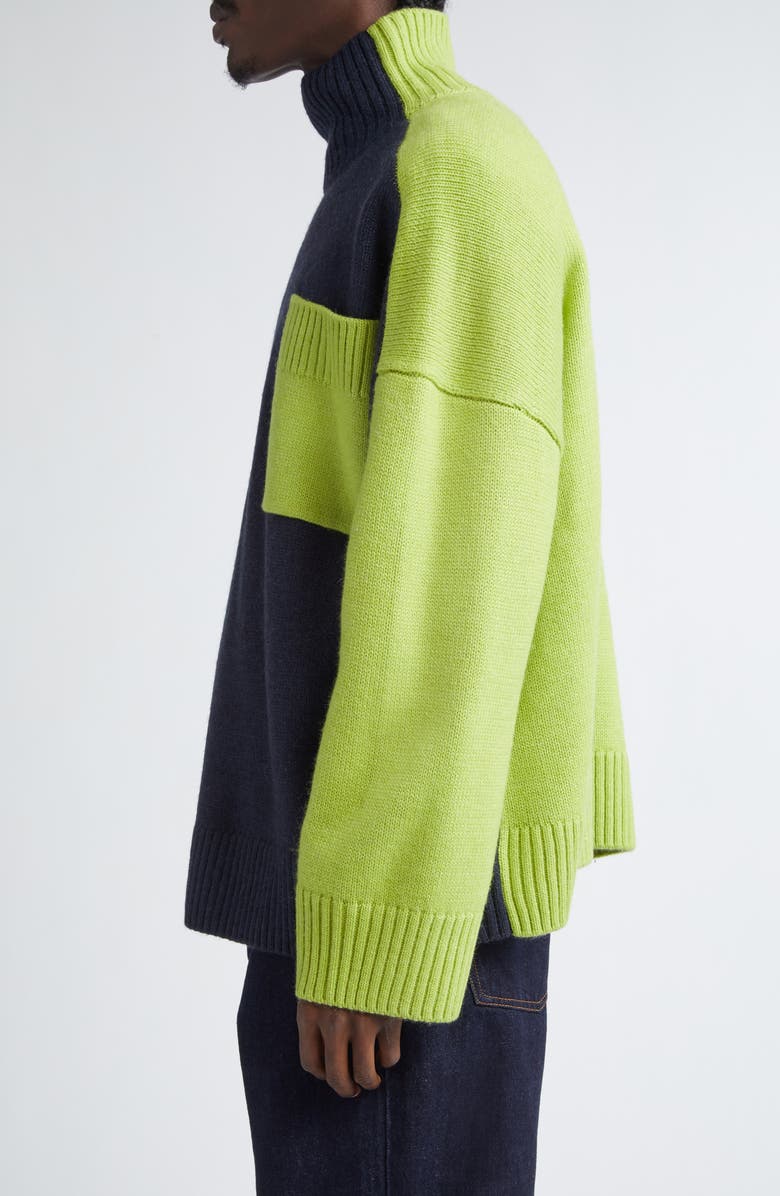 JW Anderson Two-Tone Patch Pocket Wool & Alpaca Blend Sweater, Alternate, color, 