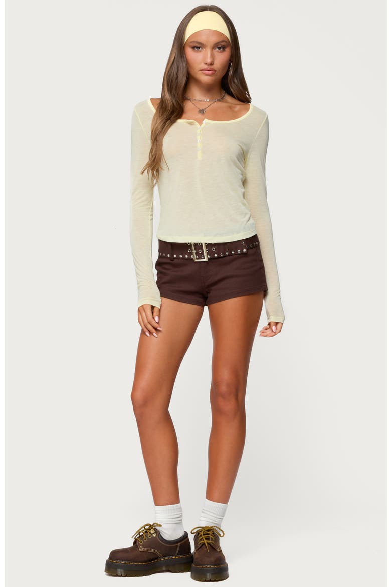 Ria Semisheer Henley, Alternate, color, YELLOW