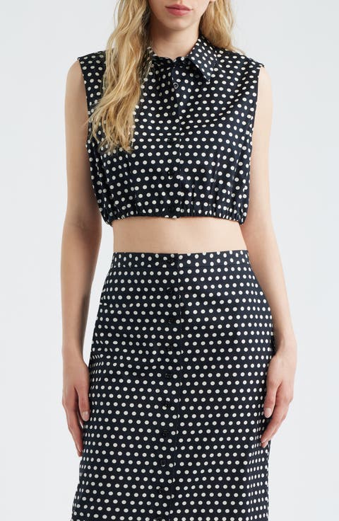 The Polka Dot Sleeveless Crop Shirt