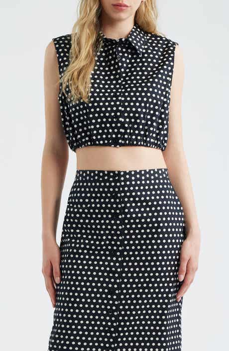 The Polka Dot Sleeveless Crop Shirt