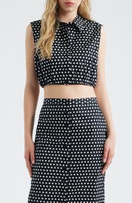 FRAME The Polka Dot Sleeveless Crop Shirt