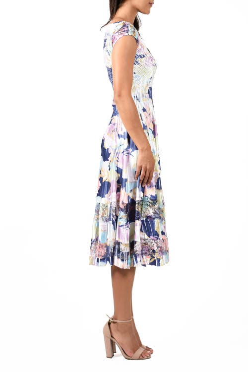 Komarov Cap Sleeve Charmuese Dress In Blue