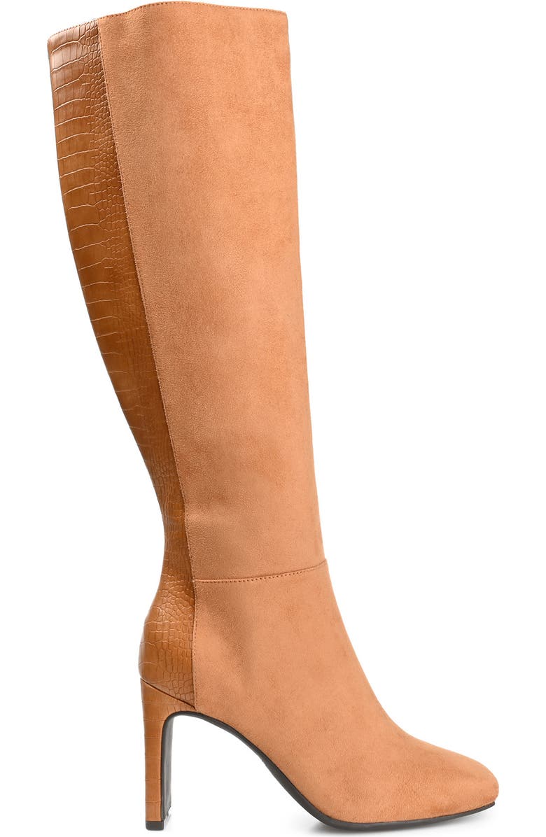 Journee Collection Elisabeth Croc Embossed Tall Boot, Alternate, color, Tan