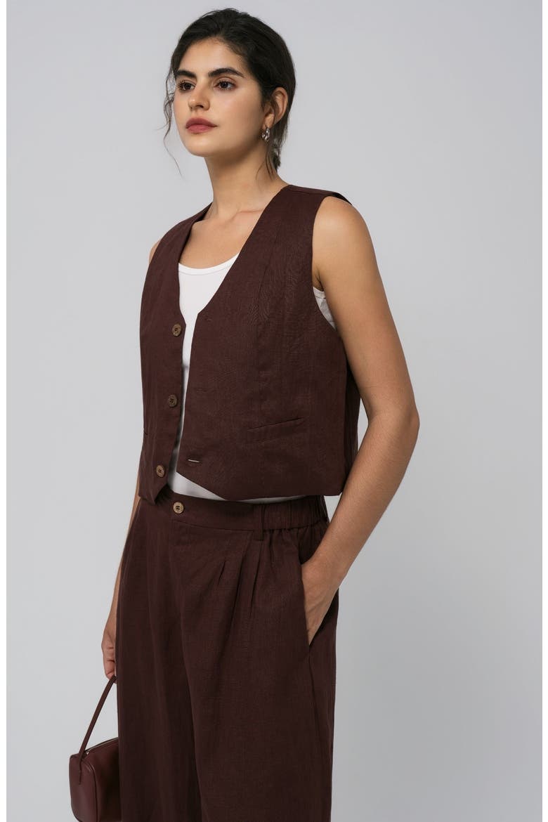 Hemp Tailored Vest, Main, color, brown