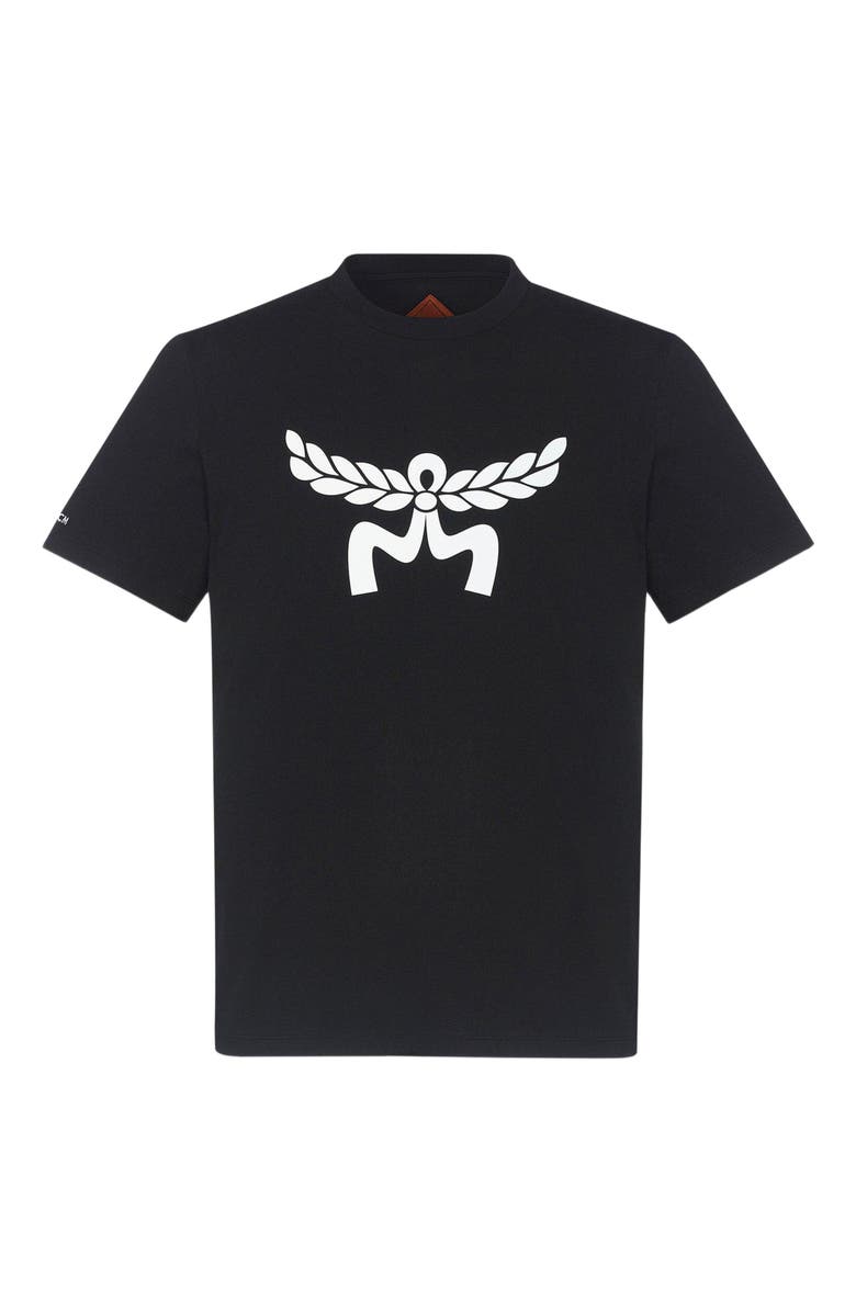 MCM Laurel Logo Print T-Shirt in Organic Cotton, Main, color, Black