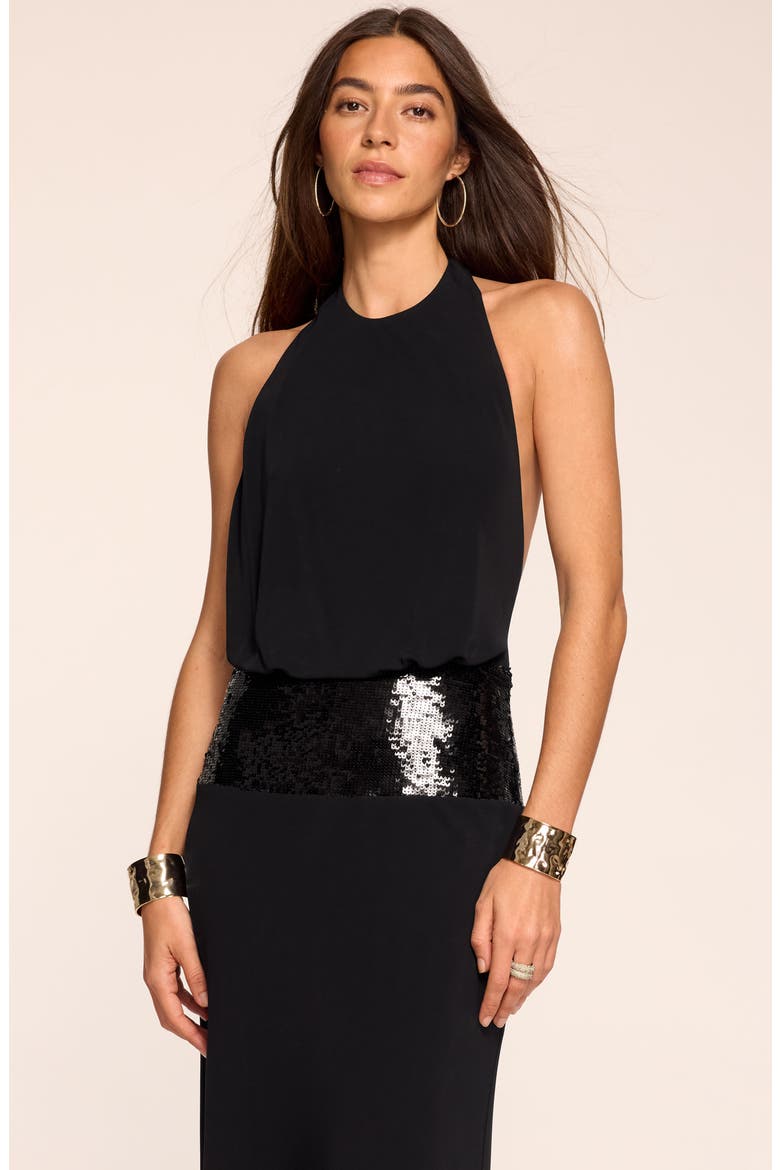 Theresa Halter Neck Gown, Alternate, color, BLACK