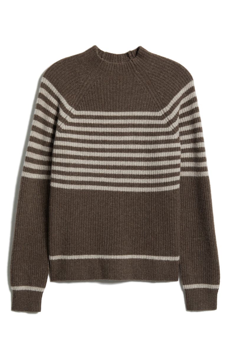 Wyeth Laura Stripe Wool & Cashmere Funnel Neck Sweater, Alternate, color, Coco/ Oatmeal